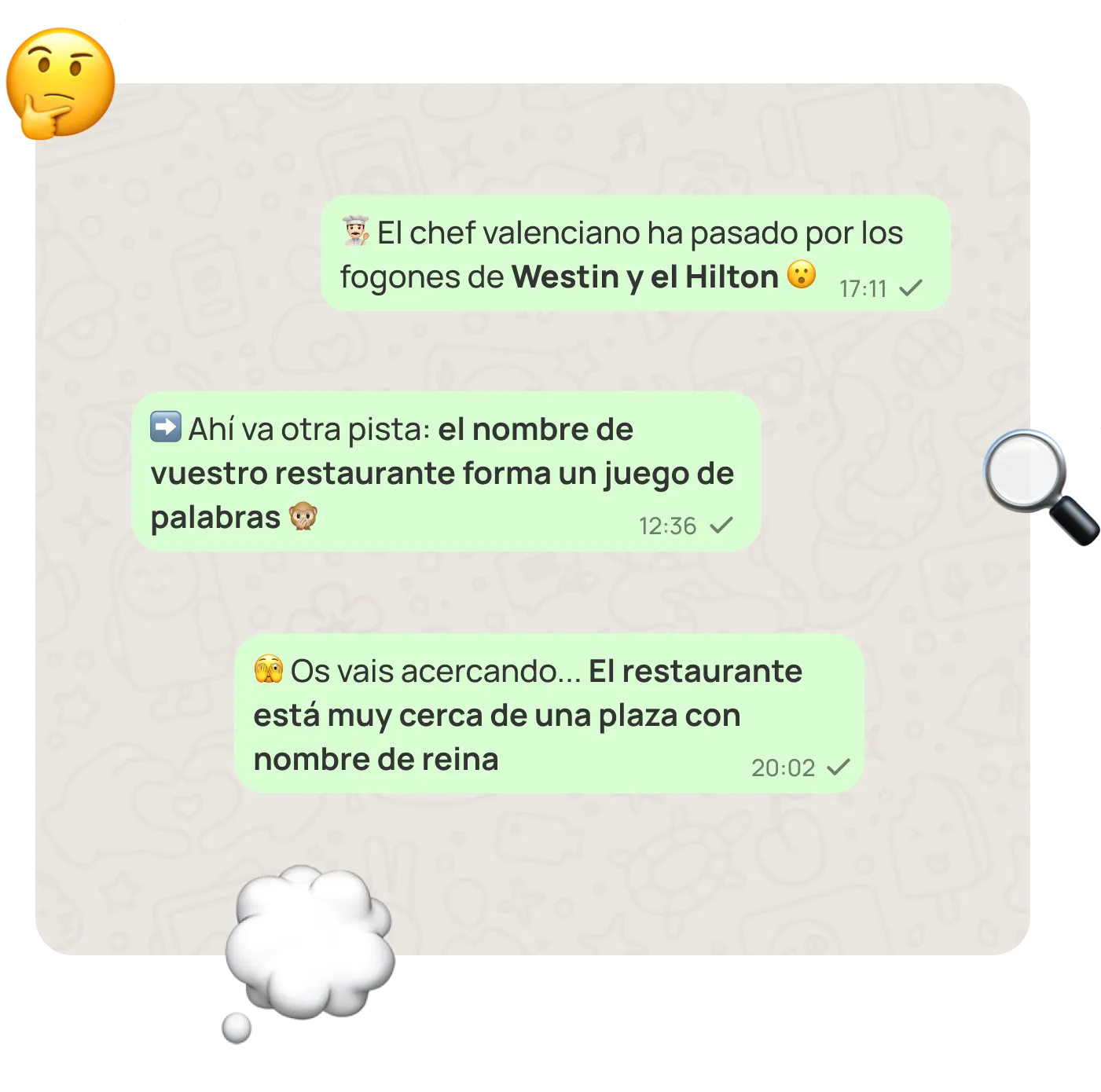 Ejemplo de pistas de un restaurante
