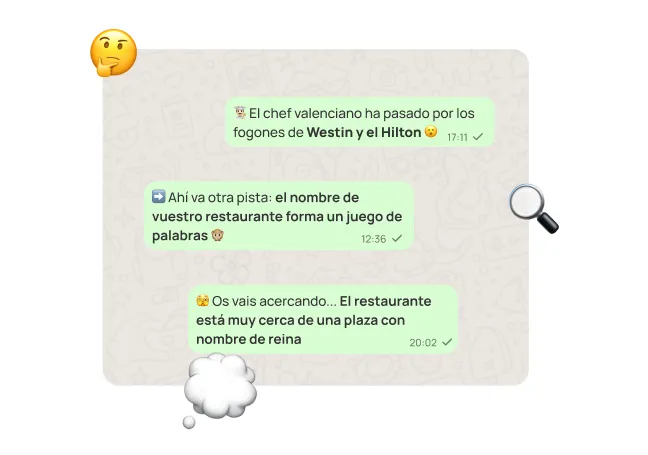 Ejemplo de pistas de un restaurante