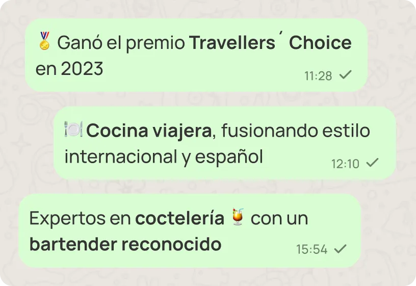 Mensajes de whatsapp con pistas sobre el restaurante
