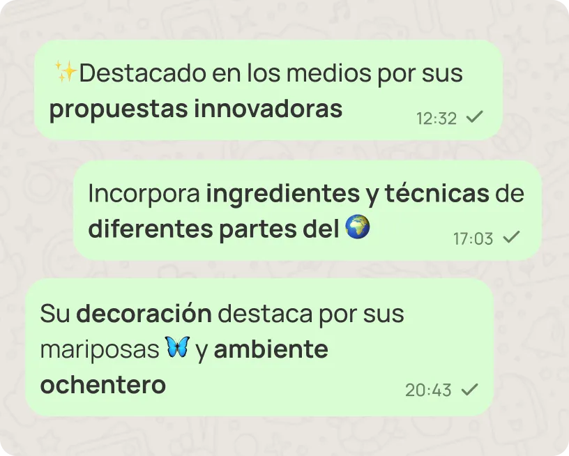 Mensajes de whatsapp con pistas sobre el restaurante