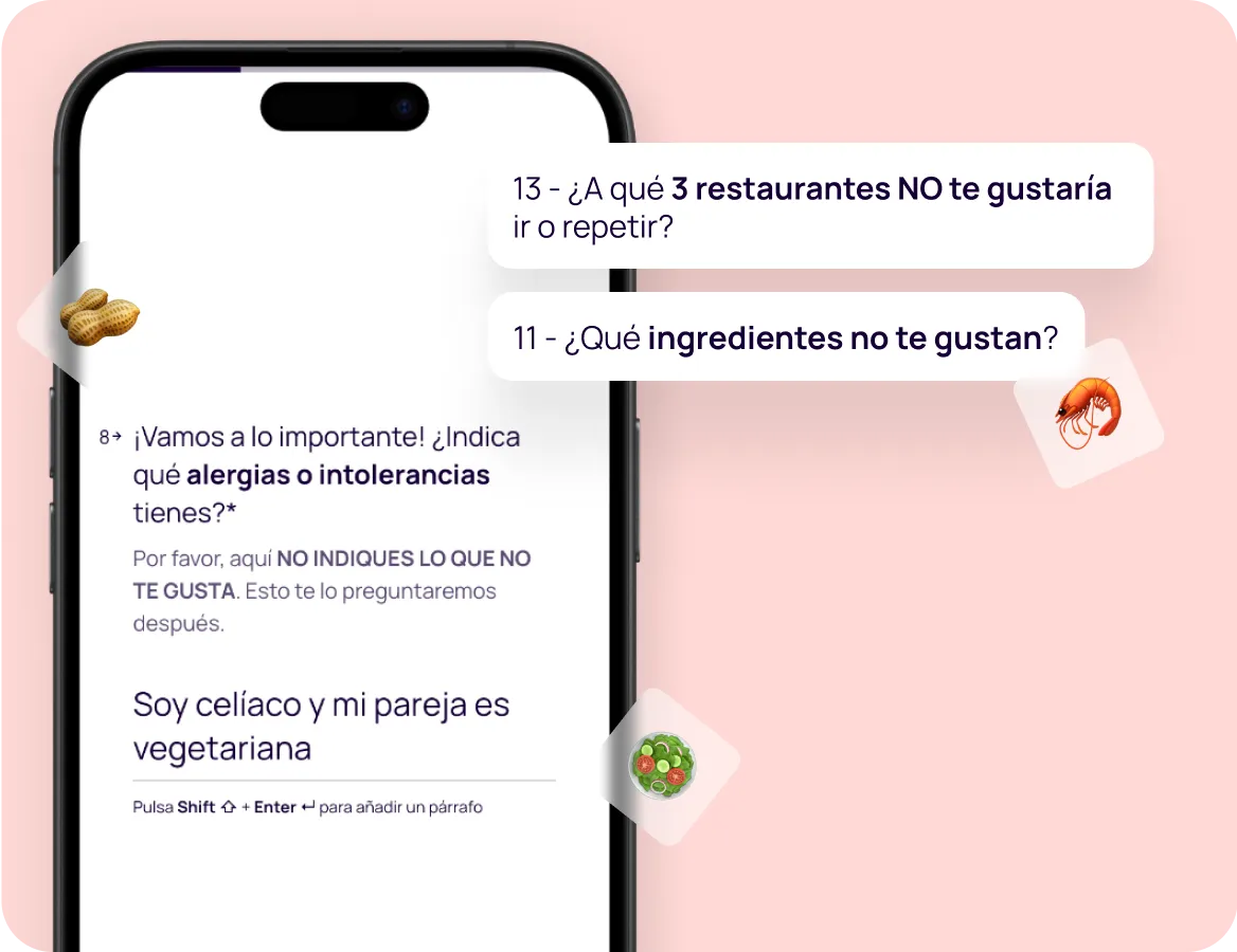 Ejemplo de formulario de gustos