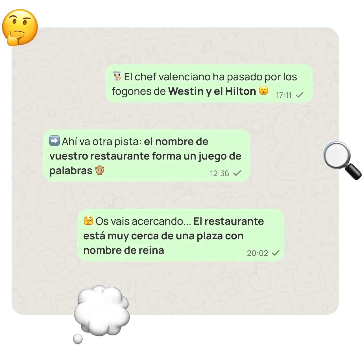 Ejemplo de pistas de un restaurante