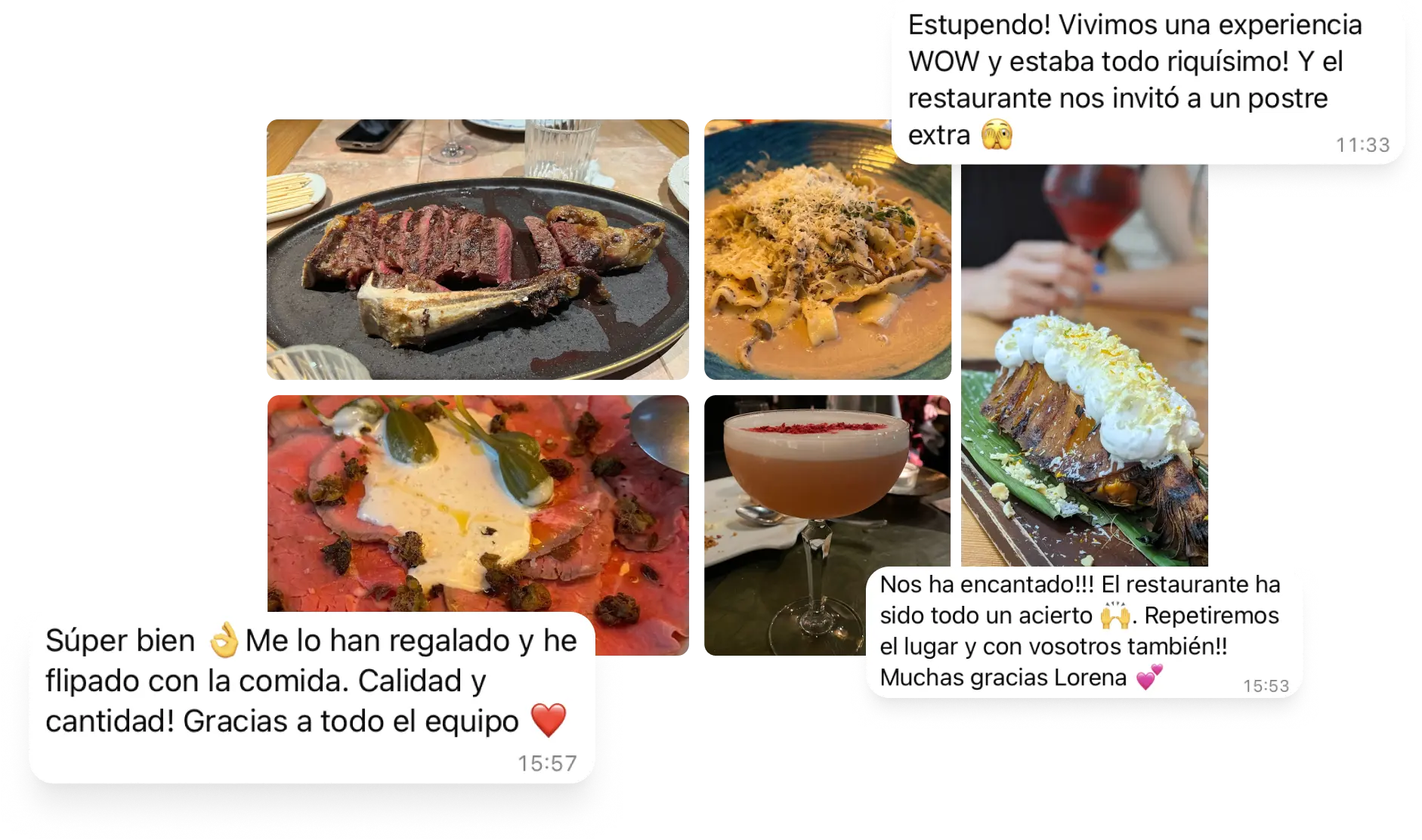 Fotos de platos de nuestros clientes y testimonios